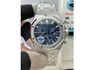 Royal Oak Chrono 26240 SS APSF 1:1 Best Edition Blue Dial on SS Bracelet SA4401 Super Clone V2 (Free Sprung)