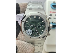 Royal Oak Chrono 26240 SS APSF 1:1 Best Edition Green Dial on SS Bracelet SA4401 Super Clone V2 (Free Sprung)