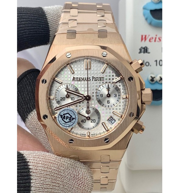 Royal Oak Chrono 26240 SS APSF 1:1 Best Edition White Dial on SS Bracelet SA4401 Super Clone V2 (Free Sprung)