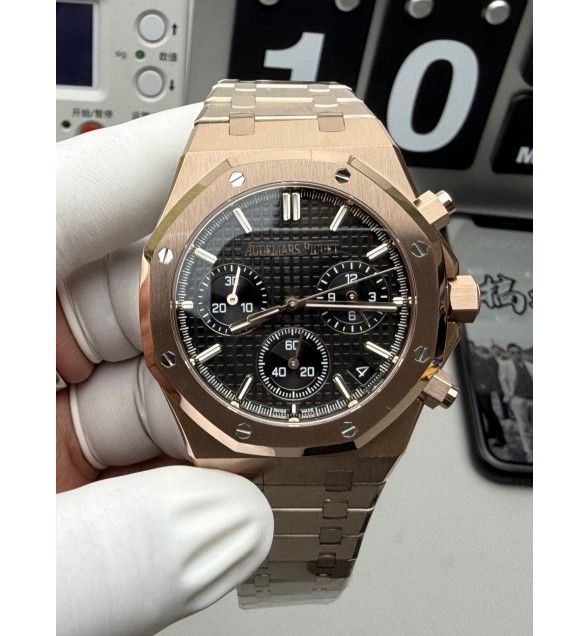 Royal Oak Chrono 26240 RG APSF 1:1 Best Edition Black Dial on RG Bracelet SA4401 Super Clone