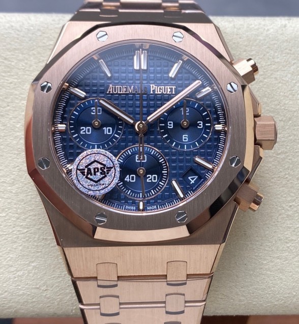 Royal Oak Chrono 26240 RG APSF 1:1 Best Edition Blue Dial on RG Bracelet SA4401 Super Clone