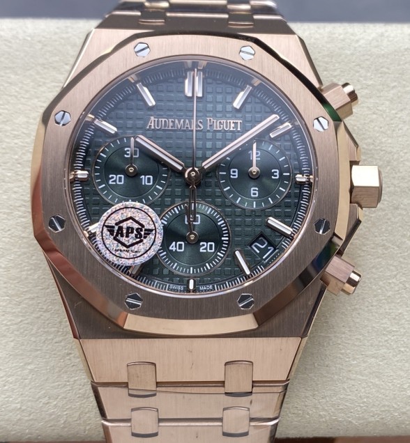 Royal Oak Chrono 26240 RG APSF 1:1 Best Edition Green Dial on RG Bracelet SA4401 Super Clone