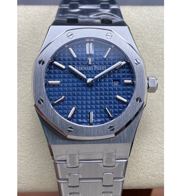 Lady Royal Oak 33mm 67651 SS ZF 1:1 Best Edition Blue Textured Dial on SS Bracelet RONDA Quartz