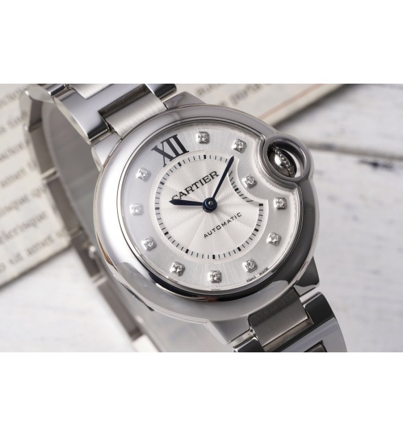 BallonBlue 33mm White Dial Diamond index on SS Bracelet Ronda Quartz AF