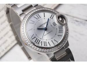 BallonBlue 33mm Grey Dial Diamond Bezel on SS Bracelet NH05 Automatic AF