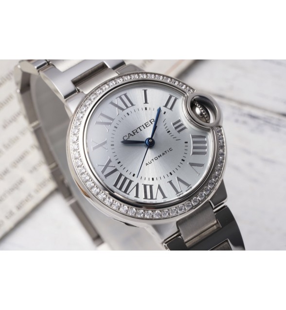 BallonBlue 33mm Grey Dial Diamond Bezel on SS Bracelet NH05 Automatic AF