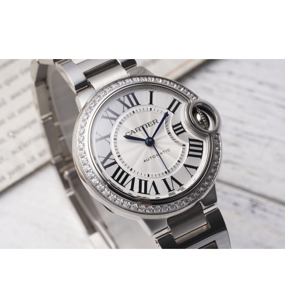 BallonBlue 33mm White Dial Diamond Bezel on SS Bracelet NH05 Automatic AF