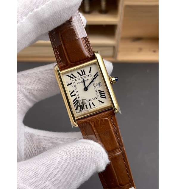 Tank Louis Large 25.5mm Ronda Quartz YG Brown Strap AF