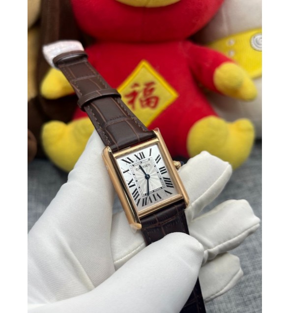 Tank Louis Large 25.5mm Ronda Quartz RG Dark Brown Strap AF