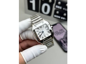 Santos de Cartier 35mm BVF 1:1 Best Edition White Dial on SS SmartLinks Bracelet MIYOTA 9015