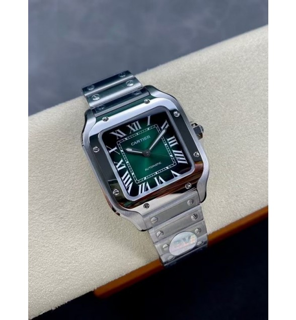 Santos de Cartier 35mm BVF 1:1 Best Edition Green Dial on SS SmartLinks Bracelet MIYOTA 9015