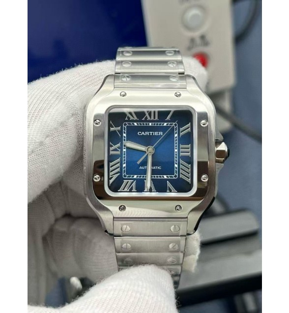 Santos de Cartier 35mm BVF 1:1 Best Edition Blue Dial on SS SmartLinks Bracelet MIYOTA 9015