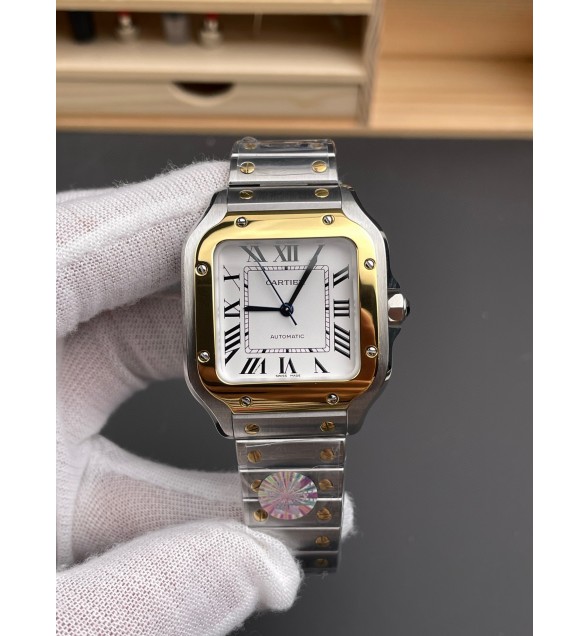 Santos de Cartier 35mm BVF 1:1 Best Edition White Dial on YG Combi MIYOTA 9015