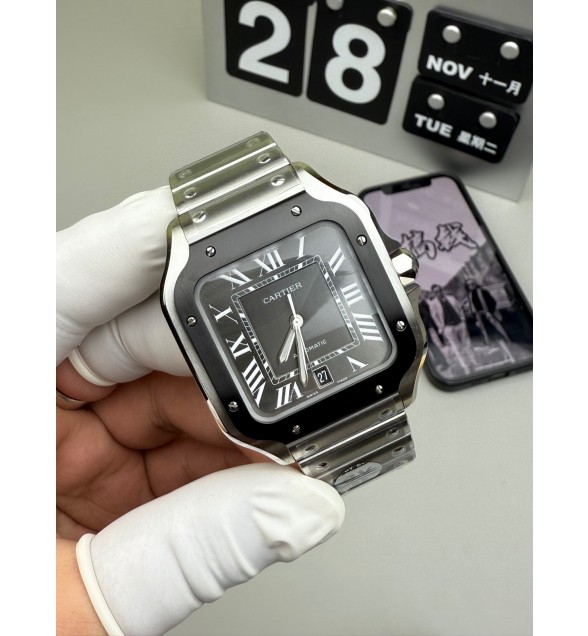 Santos de Cartier 40mm BVF 1:1 Best Edition Grey Dial on SmartLinks Bracelet MIYOTA 9015