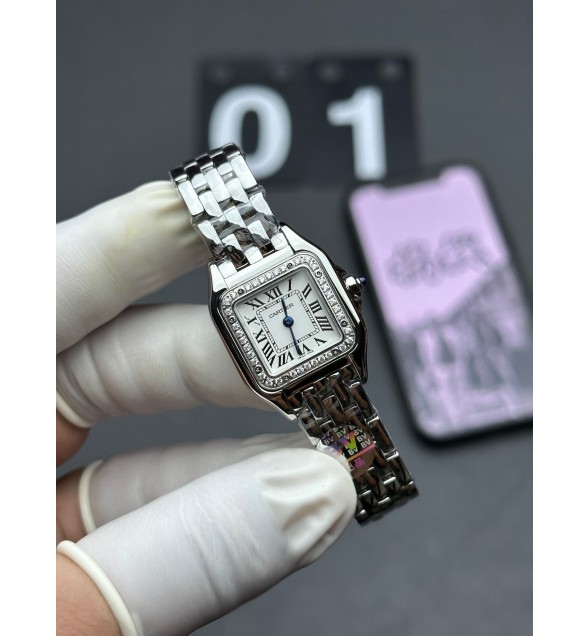 Panthère Secrete Ladies 22mm SS Diamonds Bezel BVF(J12) 1:1 Best Edition White Dial on SS Bracelet Ronda Quartz