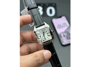 Santos Dumont 31.4mm SS F1 1:1 Best Edition Silver Dial on Navy Croco Strap A157