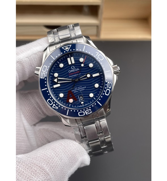 Seamaster Diver 300M Blue Ceramic Bezel V6 VSF 1:1 Best Edition Blue Dial On SS Bracelet Super Clone Asian 8800