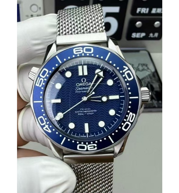 Seamaster Diver 300M James Bond 007 60th Anniversary VSF 1:1 Best Edition Blue Dial on Mesh Bracelet a8806