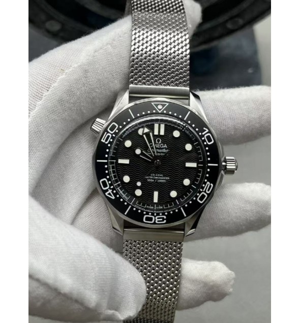 Seamaster 300M Diver SS VSF 1:1 Best Edition Black Dial on SS Mesh Bracelet SA8806 Super Clone