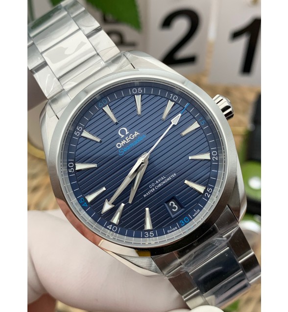 Aqua Terra 150M Master Chronometers VSF 1:1 Best Edition Deep Blue Dial Silver Hand on SS Bracelet A8900 Super Clone