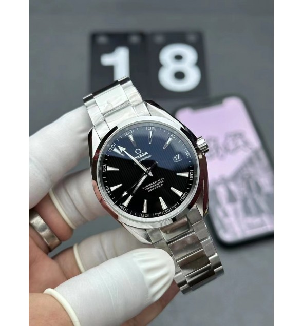 Aqua Terra 150M SS VSF 1:1 Best Edition Black Textured Dial Silver Markers On SS Bracelet A8500 Super Clone