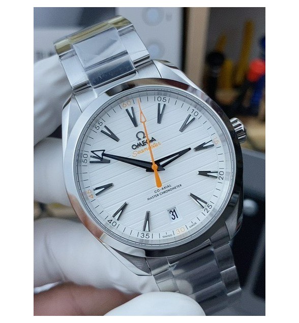 Aqua Terra 150M Master Chronometers VSF 1:1 Best Edition White Dial Orange Hand on SS Bracelet A8900 Super Clone