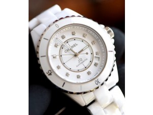 J12 38mm BVF 1:1 Best Edition White Ceramic White Dial Crystal Markers on Bracelet Calibre 12.1