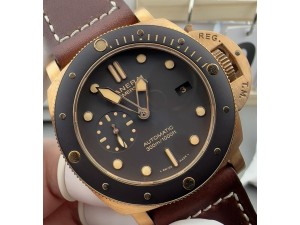 PAM 968 Real Bronzo Case Real Brown Ceramic Bezel VSF 1:1 Best Edition on Brown Distressed Calfskin Strap VSP9000