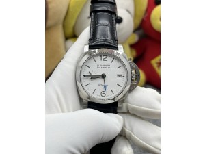 PAM1367 Z GMT SS VSF 1:1 Best Edition White Dial on Black Leather Strap Asian P900