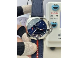 PAM1404 Z GMT SS VSF 1:1 Best Edition Blue Dial on Blue Rubber Strap Asian P900