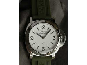 PAM1087 W HWF 1:1 Best Edition White Dial on Green Rubber Strap A6497