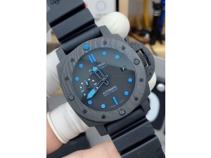 PAM960 Carbotech 42mm VSF Best Edition Black Dial Blue Markers on Rubber Strap P.9010 Clone