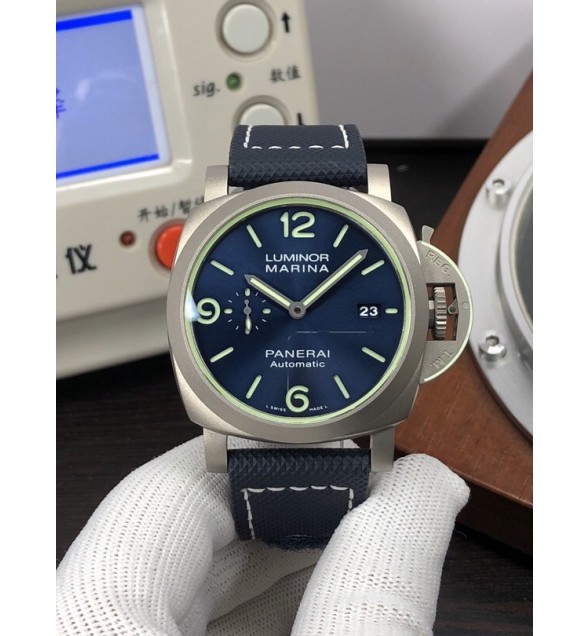 PAM 1117 Ti Case VSF 1:1 Best Edition Blue Dial on Blue Sportech Strap P.9010 Clone (Free Leather Strap)