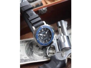 PAM 1209 42mm VSF Blue Ceramic Bezel 1:1 Best Edition Black Dial on Rubber Strap P.9010 Clone