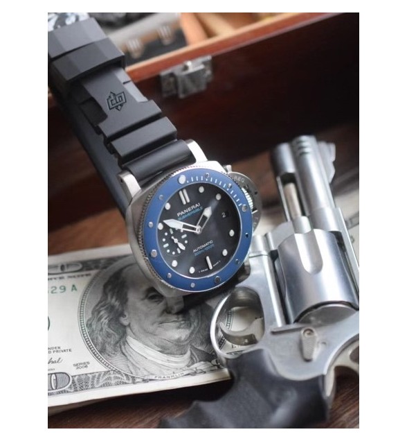 PAM 1209 42mm VSF Blue Ceramic Bezel 1:1 Best Edition Black Dial on Rubber Strap P.9010 Clone