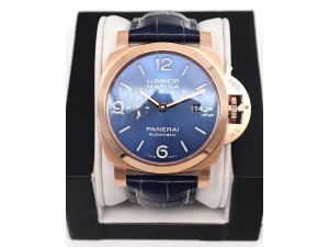 PAM1112 V GMT RG VSF 1:1 Best Edition Blue Dial on Blue Leather Strap P.9011 Super Clone