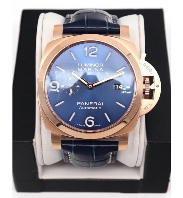 PAM1112 V GMT RG VSF 1:1 Best Edition Blue Dial on Blue Leather Strap P.9011 Super Clone