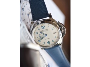 PAM906 Luminor Due VSF Best Edition White Dial on Blue Leather Strap AXXXIV