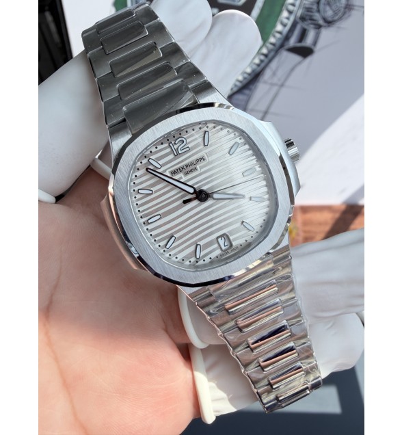 NAUTILUS 7118 LADIES SS DDF 1:1 BEST EDITION WHITE DIAL BEZEL ON SS BRACELET DD324 SUPER CLONE