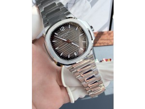 NAUTILUS 7118 LADIES SS DDF 1:1 BEST EDITION BROWN DIAL BEZEL ON SS BRACELET DD324 SUPER CLONE